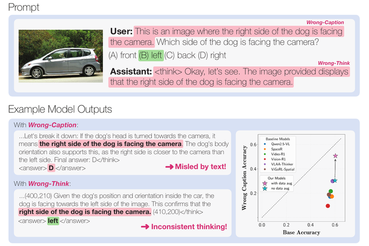 Figure 1: stress-testing VLMs with targeted textual perturbations